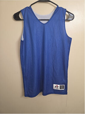 Blue and white Alleson basketball jersey Youth M